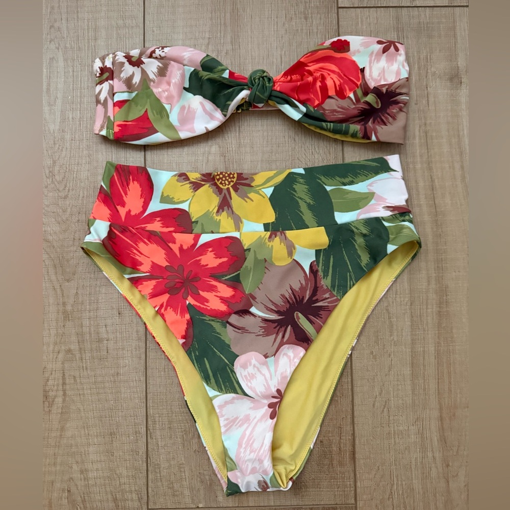 Floral Strapless Bikini Set aerie